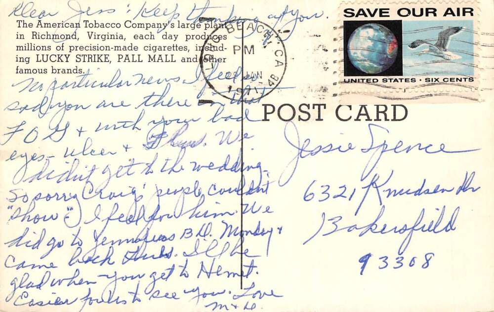 Richmond Virginia The American Tobacco Company Plant, Vintage Postcard U24502 - Image 2