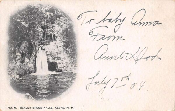 Keene New Hampshire Beaver Brook Falls, Undivided Back, Vintage Postcard U24509