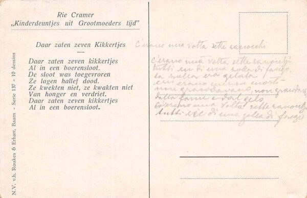 There Sat 7 Frogs, Dutch Children's Nursery Rhyme, Vintage Postcard U24512 - Image 2