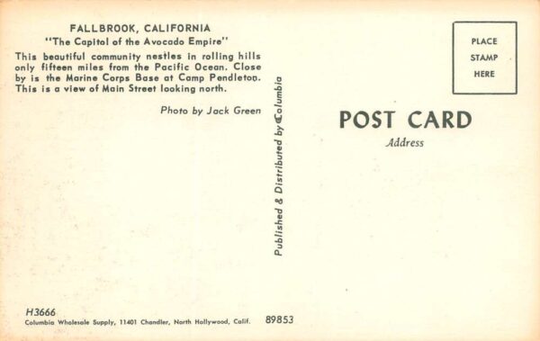 Fallbrook California Main St., Looking N., Rexall Drug Store, Chrome PC U24514 - Image 2