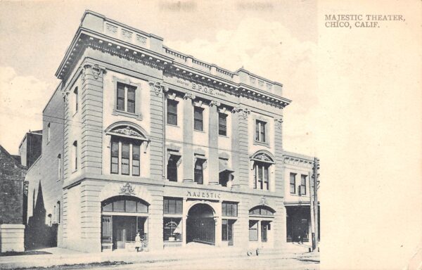 Chico California Majestic Theater, B/W Lithograph, Vintage Postcard U24529