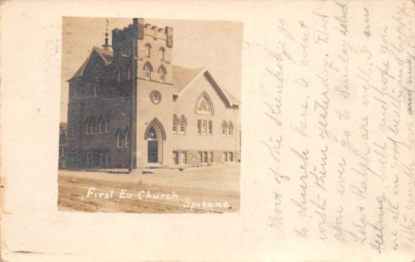 Spokane Washington First Eu Church Real Photo Vintage Postcard AA104700