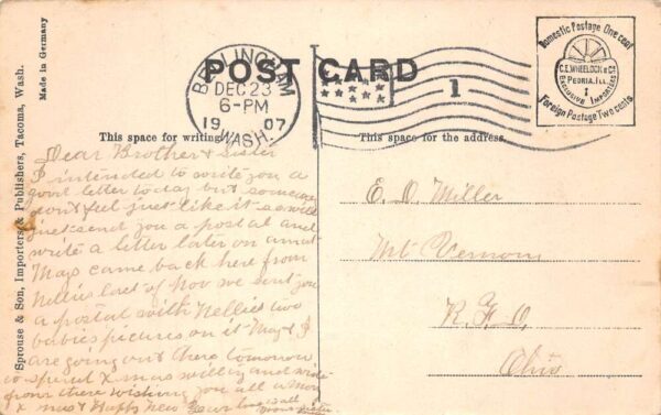 Bellingham Washington Fire Department Horse Wagons Vintage Postcard AA104701 - Image 2