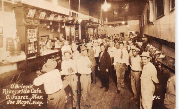 Juarez Mexico O'Brien's Riverside Cafe Bar Interior Real Photo Postcard AA104706