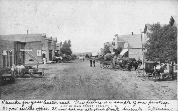Edgeley North Dakota Main Street Post Office Vintage Postcard AA104710