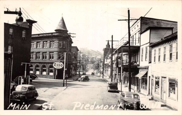 Piedmont West Virginia Main Street Esso Gas Station Real Photo Postcard AA104730