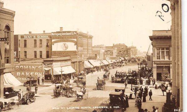 Aberdeen South Dakota Main Street Business District Real Photo Postcard AA104840