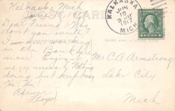 Kalkaska Michigan State Bank Real Photo Vintage Postcard AA104846 - Image 2
