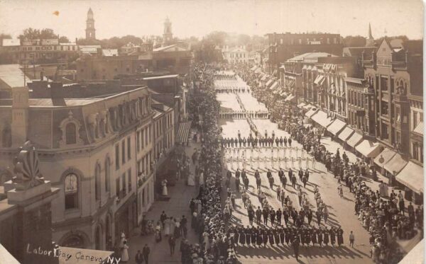 Geneva New York Labor Day Parade Birds Eye View Real Photo Postcard AA104851