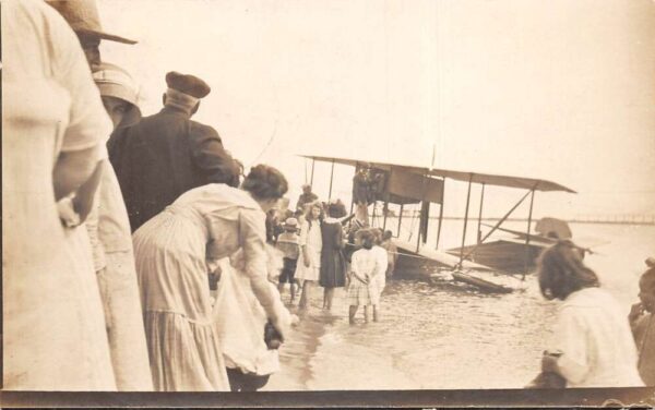 Frankfort Michigan Seaplane Landing on Beach Real Photo Postcard AA104852