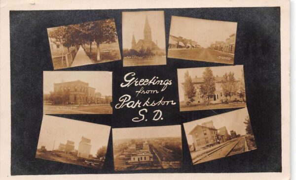 Parkston South Dakota Greetings Multiview Street Scene Bldgs Real Photo AA104854