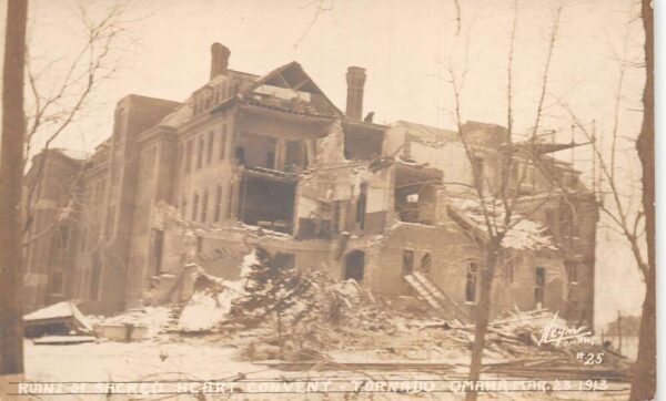 Omaha Nebraska Sacred Heart Convent Tornado Disaster Real Photo PC AA104872