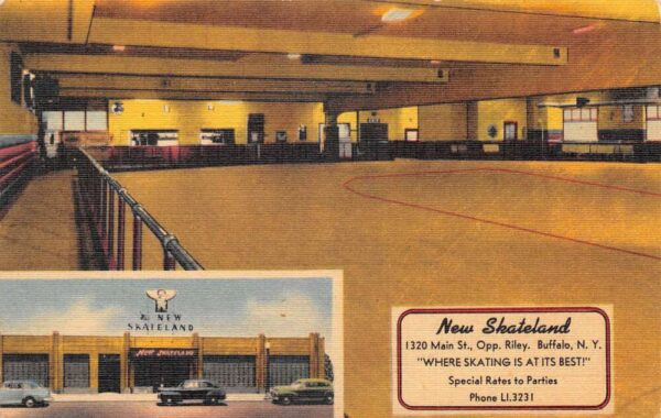 Buffalo New York New Skateland Roller Rink Interior Vintage Postcard AA104880
