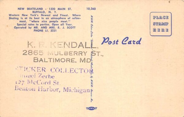 Buffalo New York New Skateland Roller Rink Interior Vintage Postcard AA104880 - Image 2