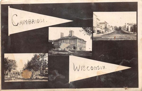 Cambridge Wisconsin Multiview High School Main St Real Photo Postcard AA104886