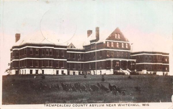 Whitehall Wisconsin Trempealeau County Asylum Tinted Real Photo PC AA105017