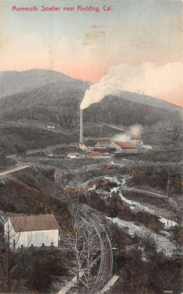 Redding California Mammoth Smelter Birds Eye View Vintage Postcard AA105020