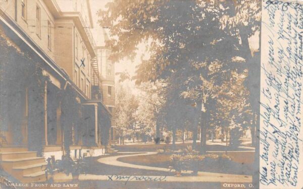 Oxford Ohio Miami College Front and Lawn Real Photo Postcard AA105027
