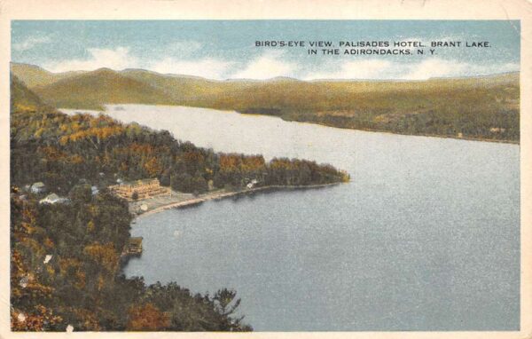 Brant Lake New York Adirondacks Palisades Hotel Birds Eye View Postcard AA105030