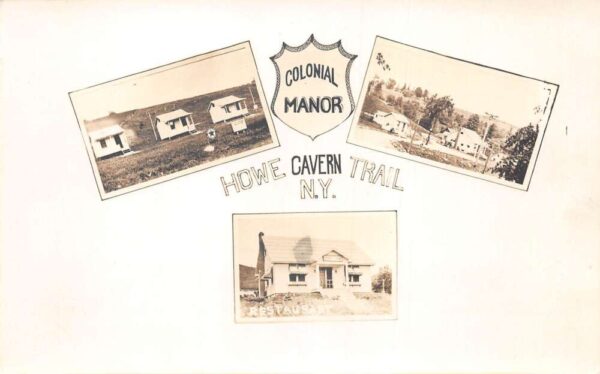 Howe Cavern Trail New York Colonial Manor Cabins Real Photo Postcard AA105049