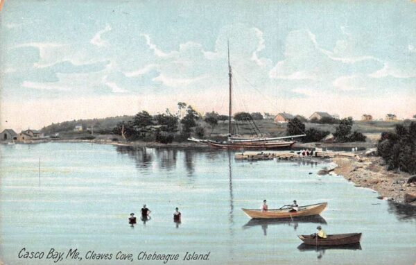 Casco Bay Maine Cleaves Cove Chebeague Island Swimming Postcard AA105061
