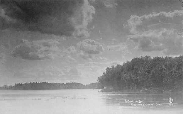 Sayner Wisconsin Highlands Camp Across the Bay Real Photo Postcard AA105071