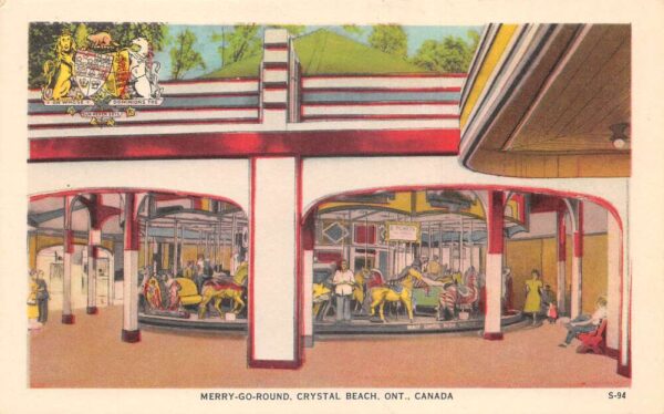 Crystal Beach Ontario Canada Merry Go Round Vintage Postcard AA105084