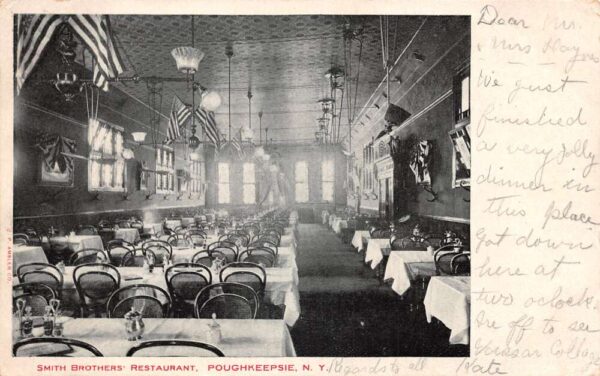 Poughkeepsie New York Smith Brothers Restaurant Dining Room Postcard AA105087