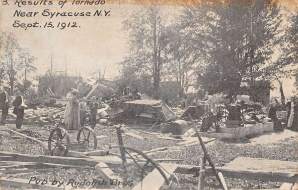 Syracuse New York 1912 Tornado Disaster Crowd by Ruins Vintage Postcard AA105098