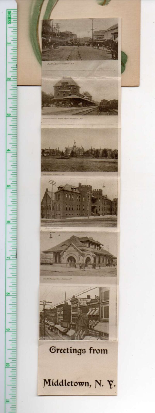 Middletown New York Fold Out Views Embossed Airbrushed Flower Postcard AA105106 - Image 2
