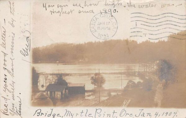 Myrtle Point Oregon Bridge Scenic View Real Photo Postcard AA105111