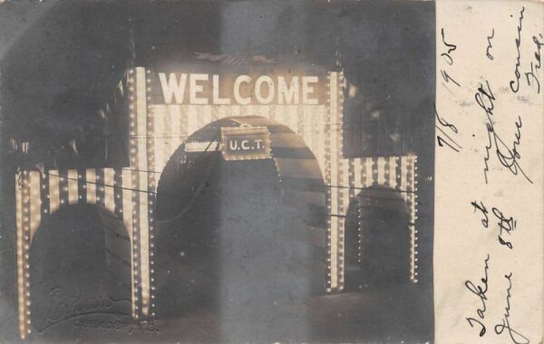 Oshkosh Wisconsin UCT Electric Arch at Night Real Photo Postcard AA105125