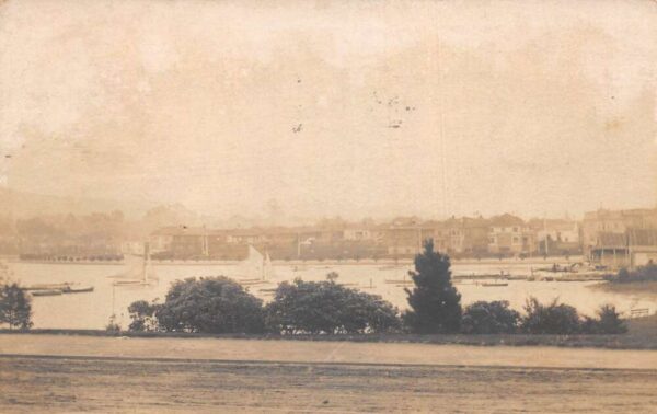 Oakland California Waterfront Homes and Sailboats Real Photo Postcard AA105131