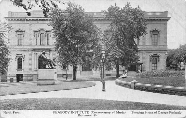 Baltimore Maryland Peadbody Institue and Monument Vintage Postcard AA105138