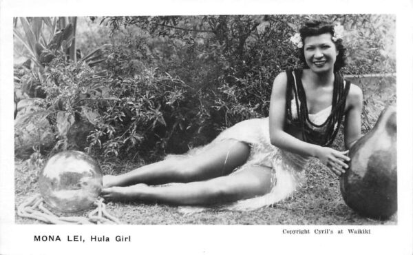 Waikiki Hawaii Mona Lei Hula Girl Real Photo Vintage Postcard AA105143