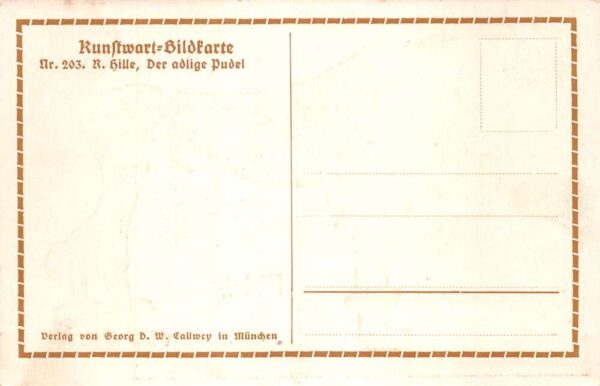 Black Poodle Der adlige Pudel Artist Signed R Hille Vintage Postcard AA105147 - Image 2