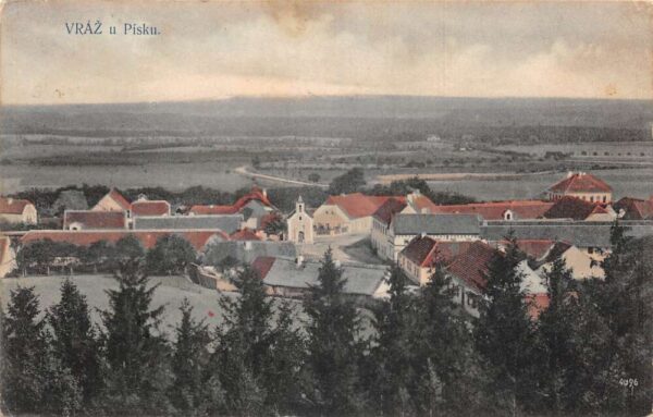Vraz Pisek Czechoslovakia Birds Eye View Vintage Postcard AA105153
