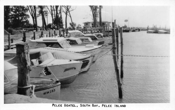 Pelee Island Canada South Bay Pelee Boatel Marina Real Photo Postcard AA105157