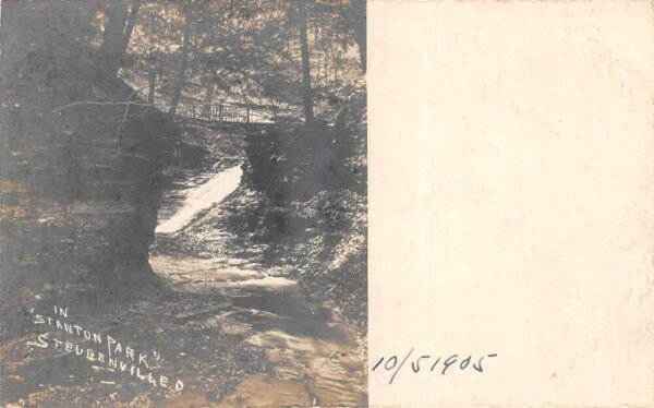 Steubenville Ohio Stanton Park Waterfall Real Photo Postcard AA105169