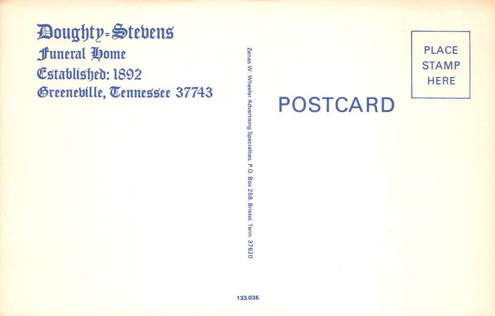 Greenville Tennessee Doughty Stevens Funeral Home Vintage Postcard AA105170 - Image 2