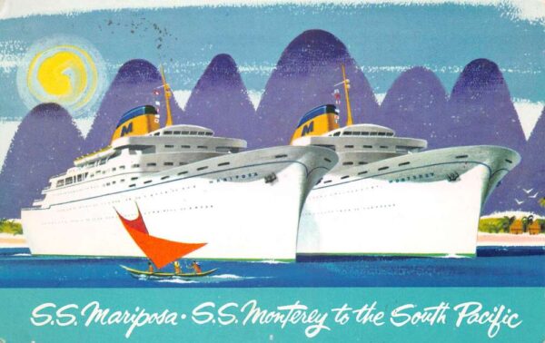 SS Mariposa SS Monterey Cooks Islands Vintage Postcard AA105175
