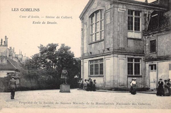Paris France Gobelins Tapestry Factory Colbert Statue Vintage Postcard AA105178