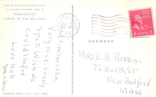 Carmel by the Sea California Highlands Inn Suite by the Pool Postcard AA105198 - Image 2