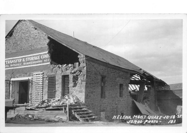 Helena Montana Earthquake Disaster Warehouse Real Photo Postcard AA105293
