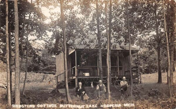 Hesperia Michigan Butternut Lake Websters Cottage Real Photo Postcard AA105308