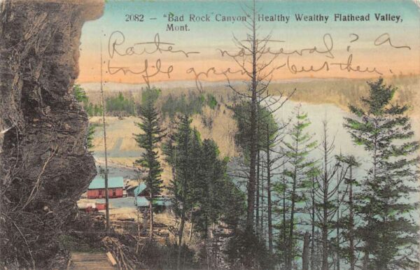 Flathead Valley Montana Bad Rock Canyon Scenic View Vintage Postcard AA105329