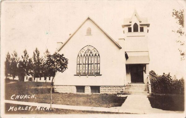 Morley Michigan Church Real Photo Vintage Postcard AA105347