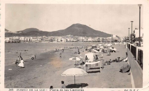 Playa de las Canteras Spain Peurto de la Luz Real Photo Postcard AA105402