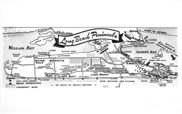 Long Beach Peninsula Washington Map View Ocean Park Real Photo PC AA105407