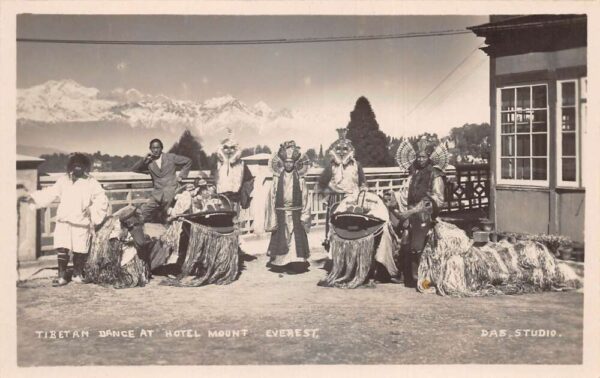 Darjeeling India Hotel Mount Everest Tibetan Dance Real Photo Postcard AA105543